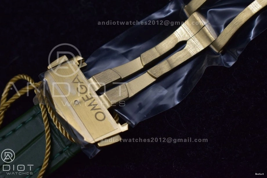 Gold Green Speedmaster Manual Green on Moonshine Strap Dial Edition RMF in Chrono YG Moonwatch Best Leather 0201